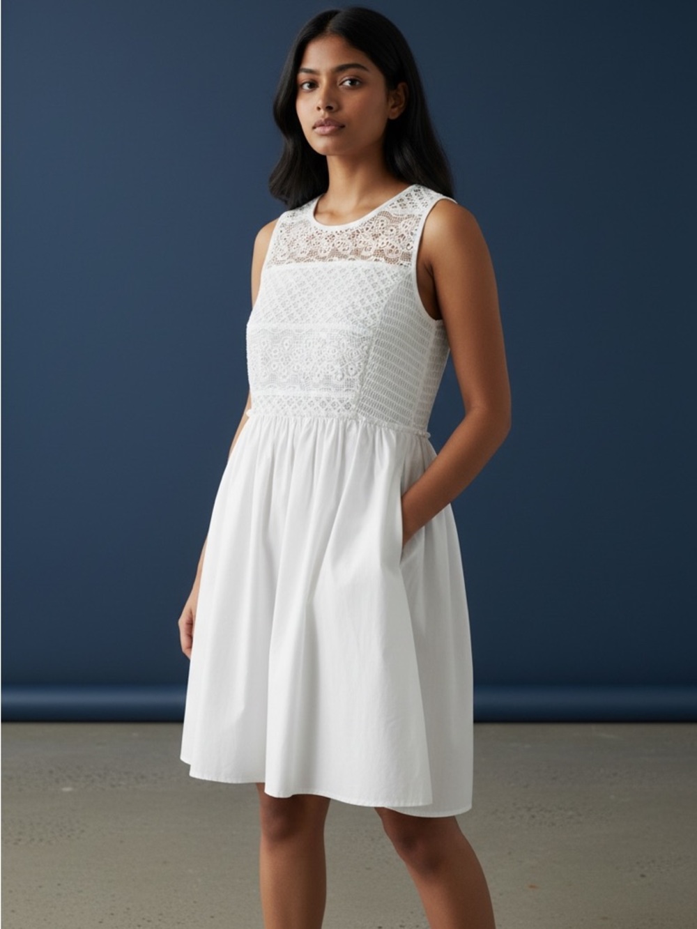 Lane Bryant White Lace Sleeveless Fit & Flare Dress – Elegant Plus Size